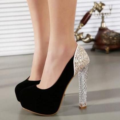 black crystal high heels